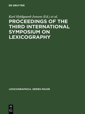 cover image of Proceedings of the Third International Symposium on Lexicography